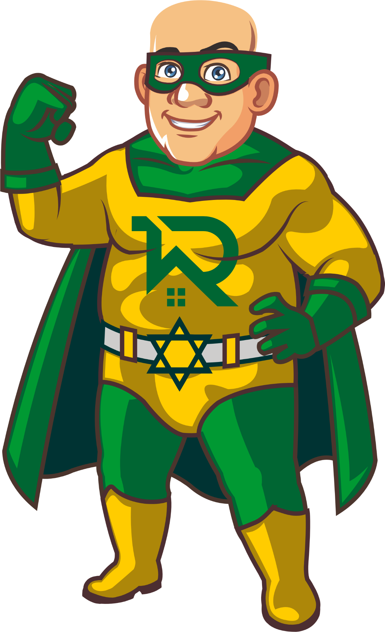 Mascote da Rocha: um super-herói de uniforme verde e amarelo